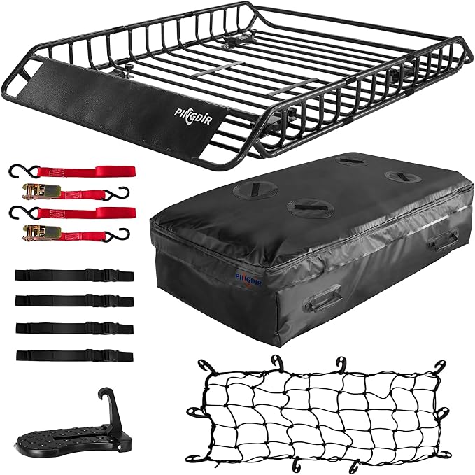 Roof Rack Basket 51" X 36" X 5" Rooftop Rack Cargo Carrier Universal, by PINGDIR