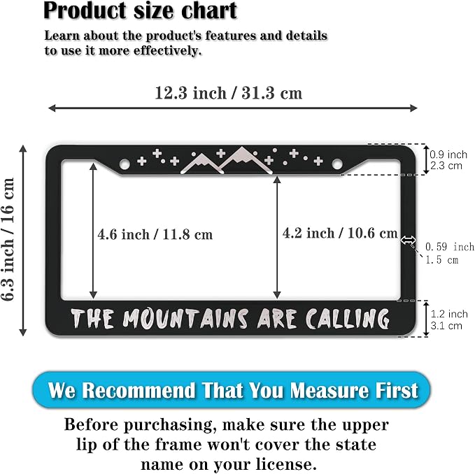Plate Cover for Car Black and White License Plate Frames The Mountains are - Image 2