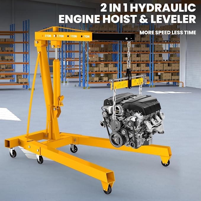 2 Ton Folding Engine Hoist, 4400lbs Hydraulic Cherry Picker Engine Hoist - Image 7
