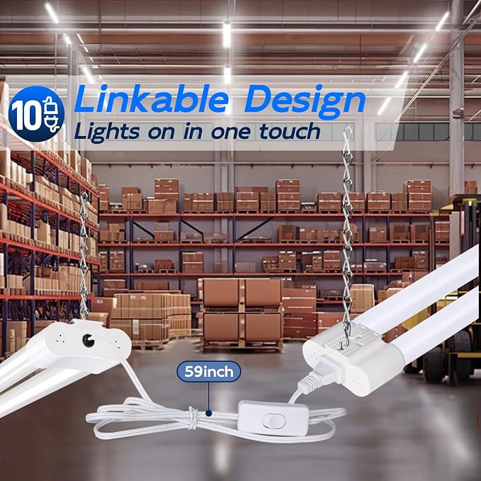 hykolity 10 Pack 4FT Linkable LED Shop Light - Image 4