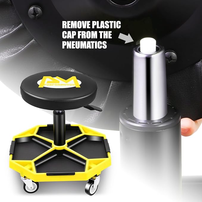 PM PERFORMOTOR Adjustable Height Pneumatic Garage Seat Rolling Mechanic Stool - Image 7