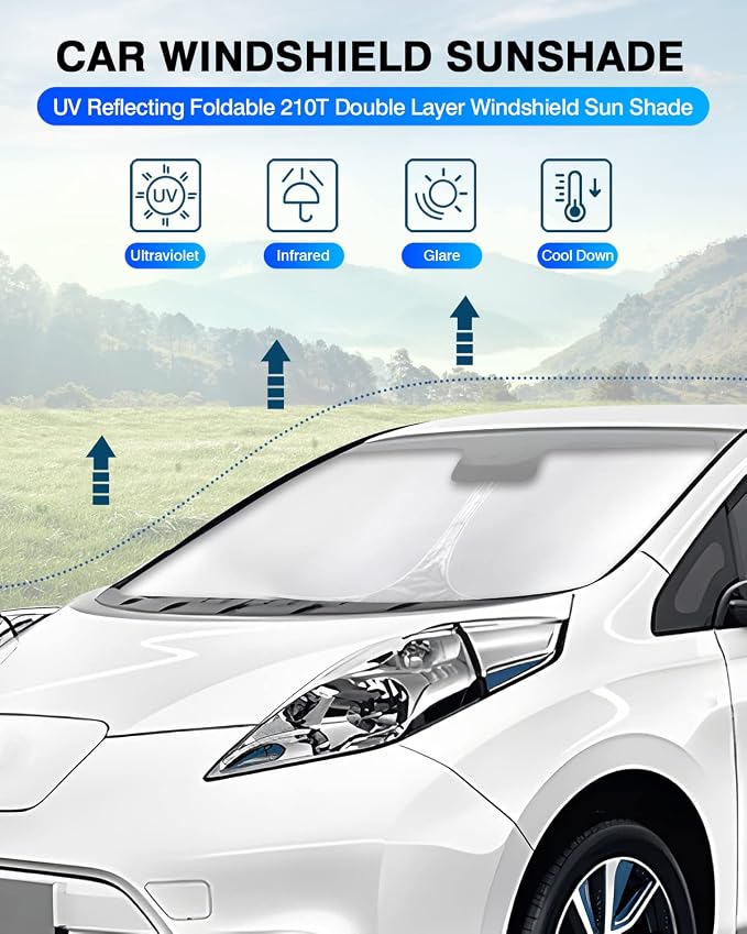 KUST Windshield Sun Shade for Nissan Leaf 2011-2017 Window Shade Sun Visor - Image 2