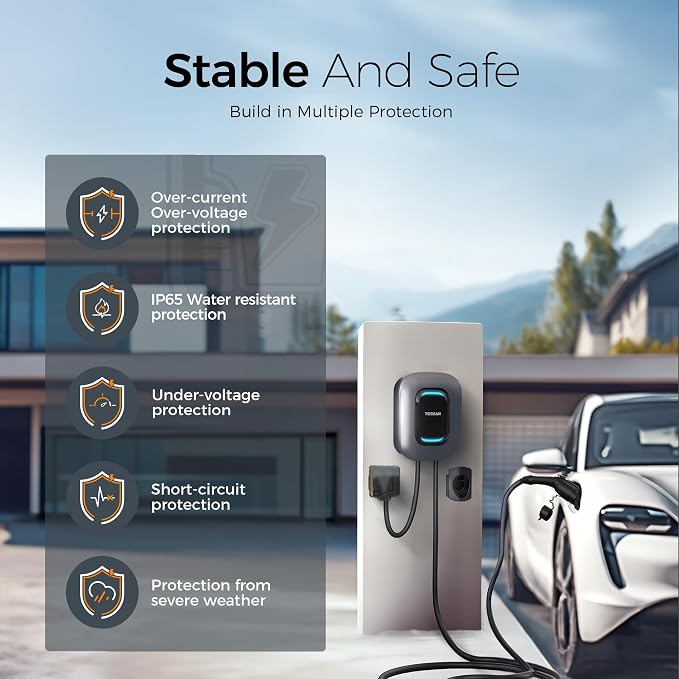 TESSAN Level 2 EV Charger, Hardwired Electric Vehicle Fast Charging Station - Image 5