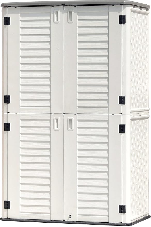 KINYING Outdoor Storage Shed Waterproof, Resin Vertical Storage Cabinet by KINYING