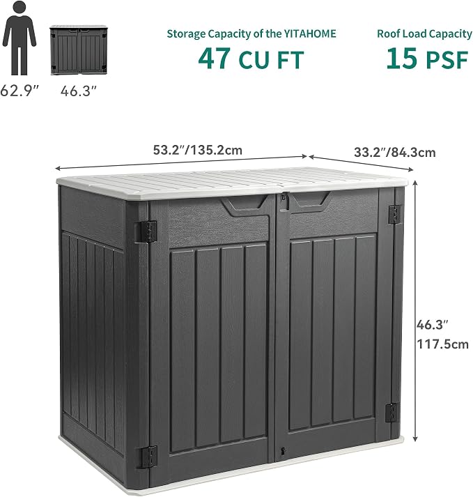 YITAHOME Extra Large Outdoor Horizontal Storage Shed, 4.5x4ft Resin Tool Sheds - Image 7