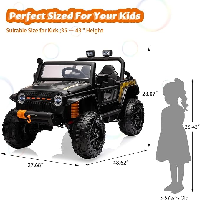 Hetoy 24V 2 Seater Ride On Car for Kids, Electric Truck - Image 2
