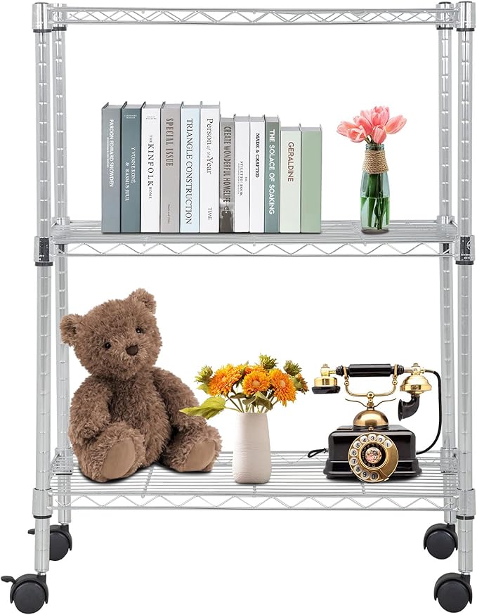 BestOffice 3-Tier Adjustable Wire Shelving Storage Shelves Heavy Duty Shelving by BestOffice