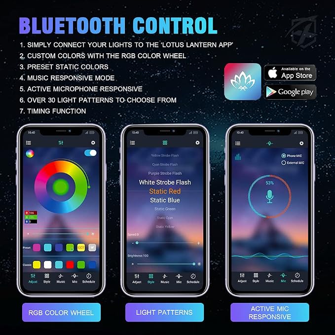 Xprite RGB LED Rock Lights Wide Angle Bluetooth Multicolor Neon Lighting - Image 6
