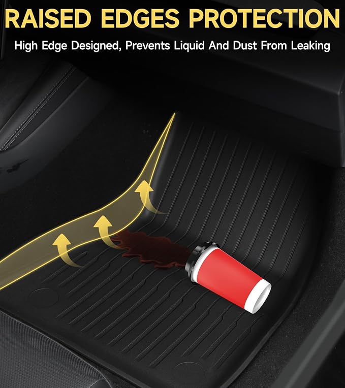 Floor Mats for 2024-2025 Tesla Model 3 Highland, Full Set All-Weather TPE - Image 5
