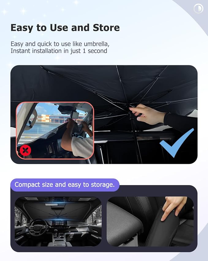 2025 Upgrade Car Windshield Sun Shade Windshield Sunshade Umbrella Protect Car - Image 8