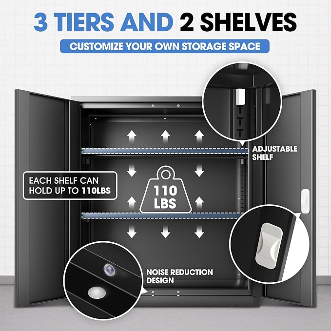 DNA MOTORING Metal Storage Cabinet, Metal Cabinet Heavy Duty Utility Cabinet - Image 3