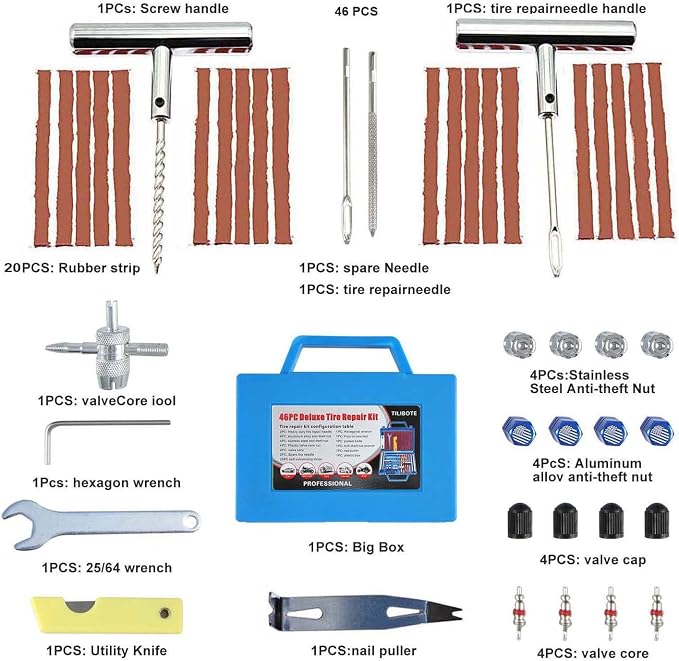 Tire Repair Kit, with Universal Tire Patch Kit to Plug Flats - Image 2