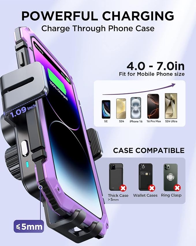 JOYROOM Wireless Car Charger, 15W Qi Fast Charging Car Charger Phone Holder - Image 6