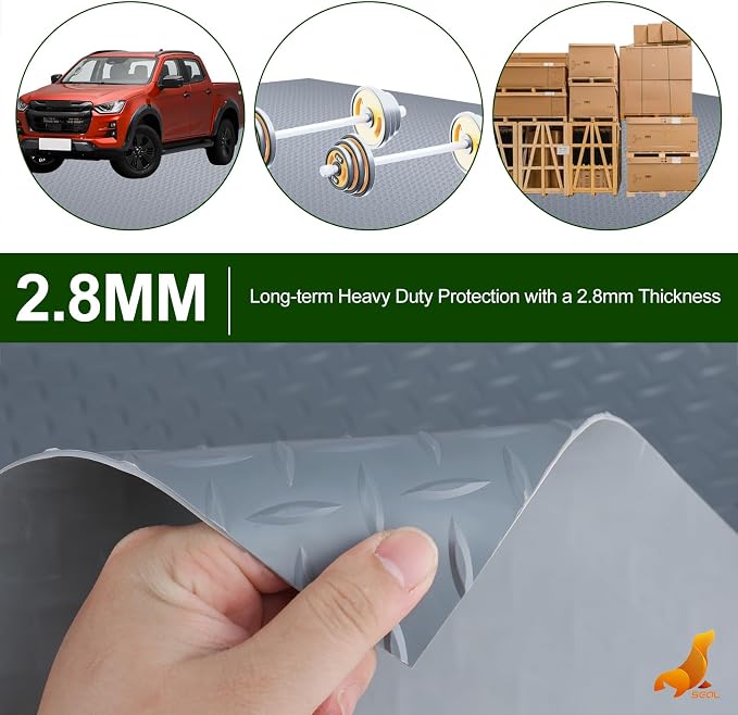 SEAL 5 x 10 Ft Premium Garage Floor Mat, Solid 2.8mm Thick Gray Commercial - Image 3