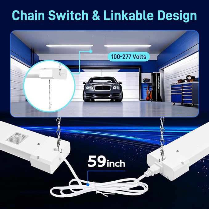 hykolity 4 Pack 4FT LED Shop Light, Linkable Utility Shop Lights, 5000K - Image 4