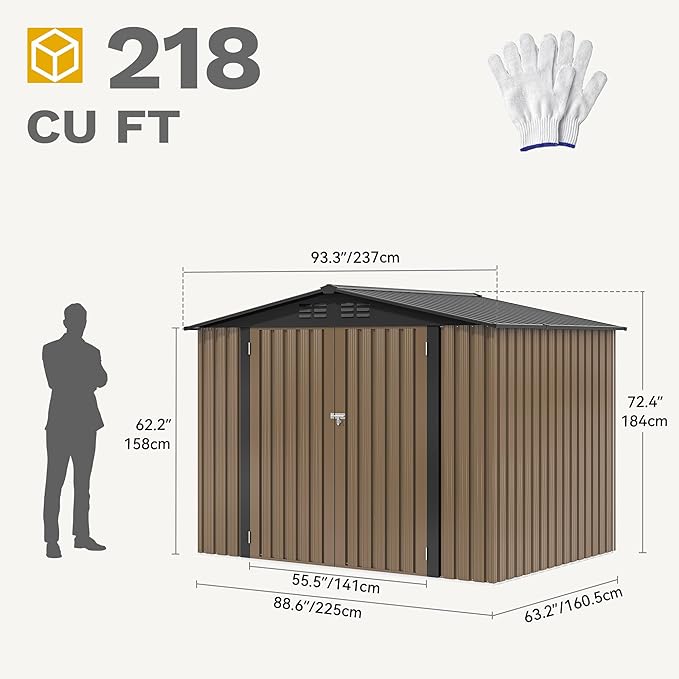 DWVO 8'x6' Large Metal Outdoor Storage Shed, Heavy Duty Tool Storage Sheds - Image 8