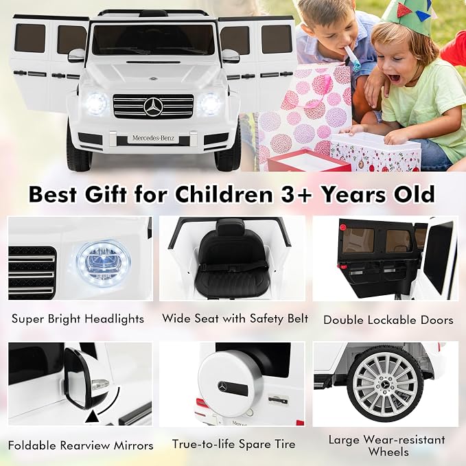 HONEY JOY Ride On Car, 12V Licensed Mercedes Benz G500, Battery Powered Ride On - Image 4