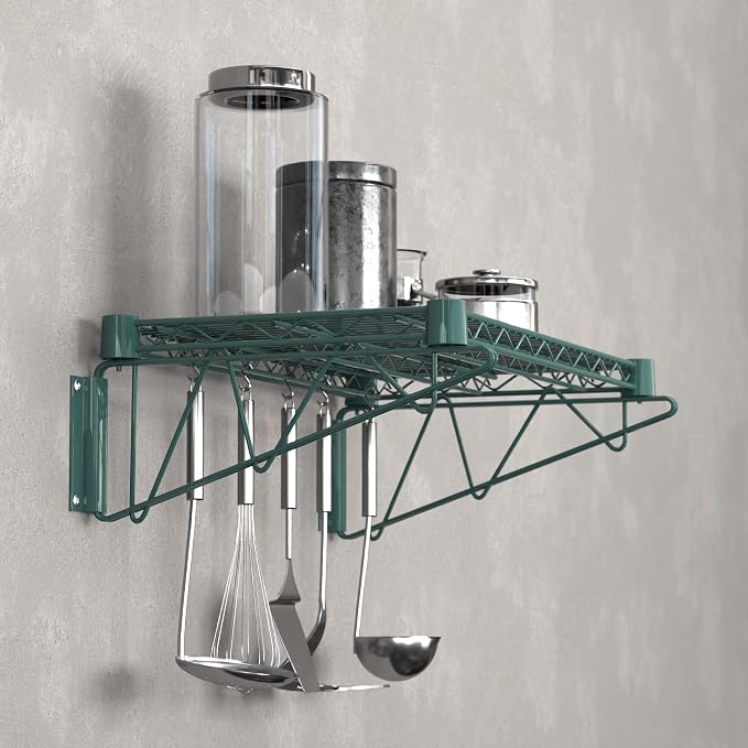 14" x 24" Green Epoxy Wire Wall Mount Shelf - Image 6