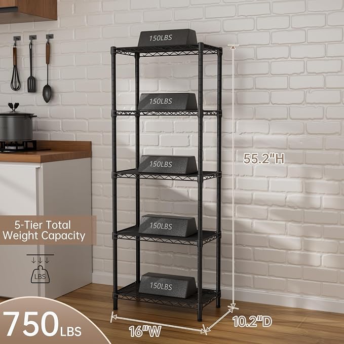 SINGAYE 5 Small Wire Shelves Kitchen Pantry Close Home Organizers and Storage - Image 3