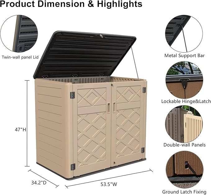 HOMSPARK Storage Shed Weather Resistance, Horizontal Storage Shed - Image 4