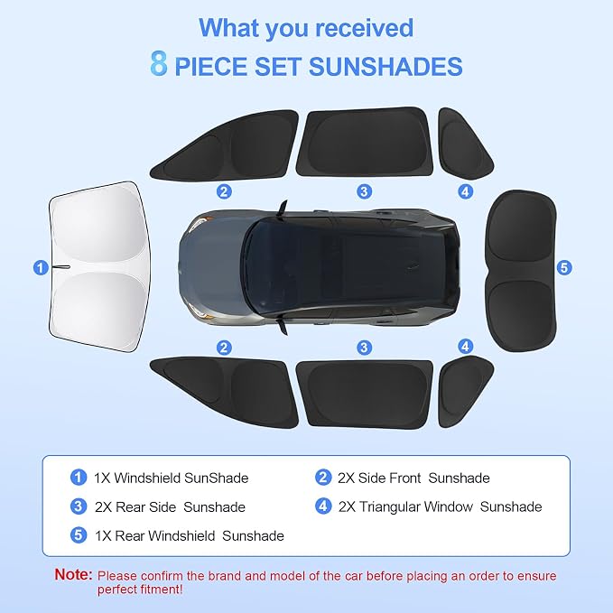 8pcs Car Window Shades for Toyota RAV4 2019-Present Accessories, Windshield - Image 7