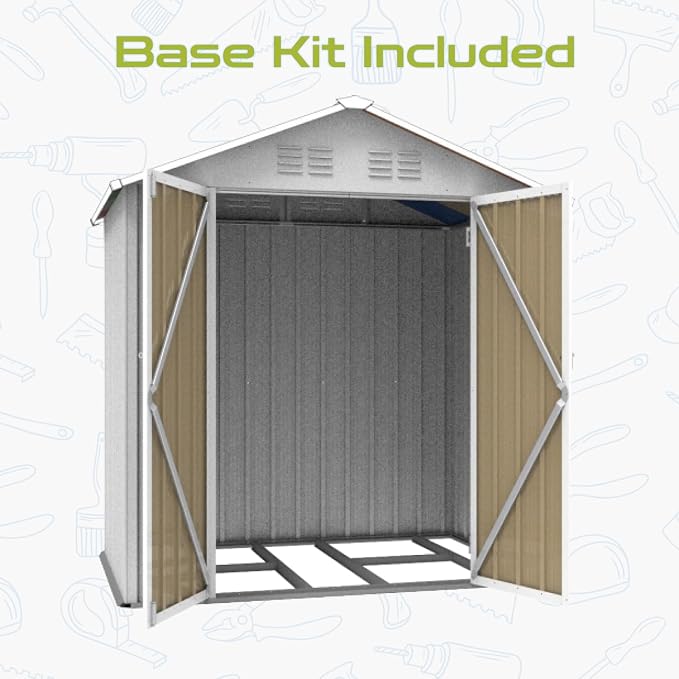 6' x 4' Outdoor Storage Shed, Sturdy Metal Building w/Lockable Doors - Image 2