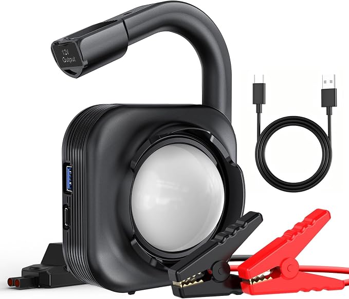 Portable Car Jump Starter with Camp Light, 2000A Peak, Ultrasafe 12V Battery by KURSOHEY