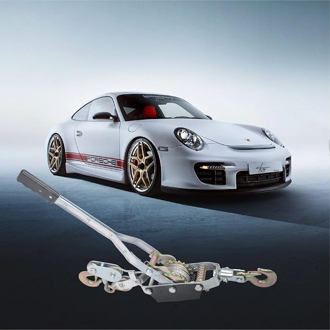 5 Ton Heavy Duty 3 Hook Steel Cable Dual Gear Power Puller Come Along Chain - Image 6
