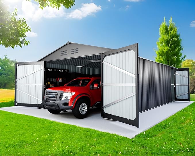 10x20 FT Upgrade Outdoor Storage Shed, Metal Garage Shed by ANTSKU