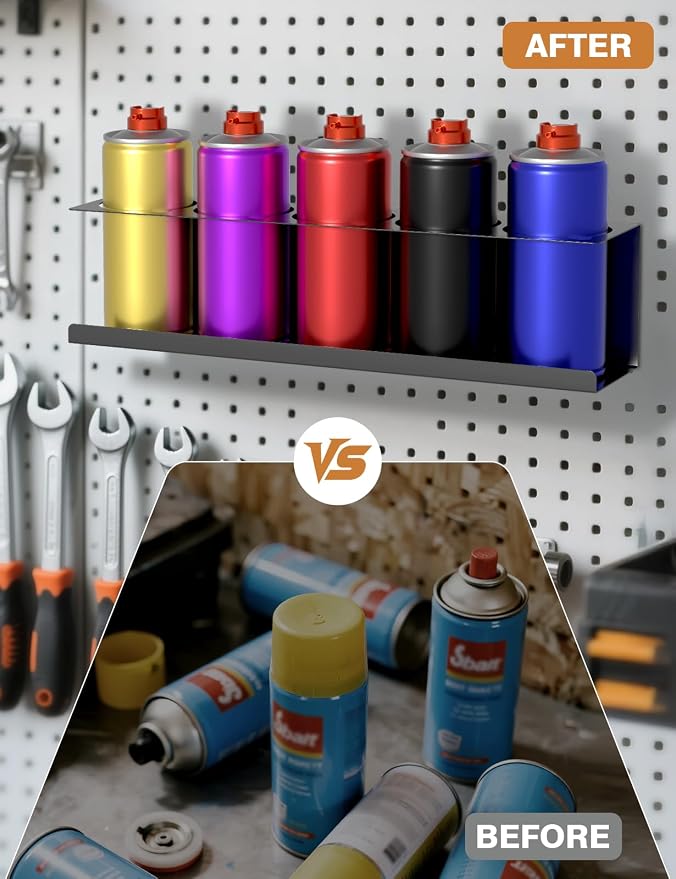 4 Pack Spray Can Holder Organizer, Wall-Mounted Steel Spray Bottle Rack - Image 4