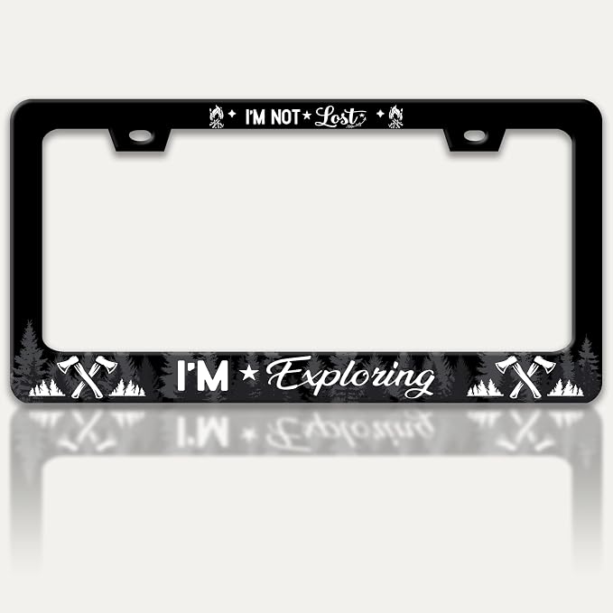 I'm Not Lost I'm Exploring License Plate Frame Adventure Forest License Plate by RTINRAN