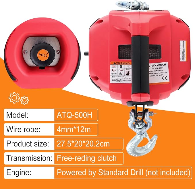 Portable Drill Winch, Rotate The Hook 360 Degrees, Stretched Wire Fence - Image 7
