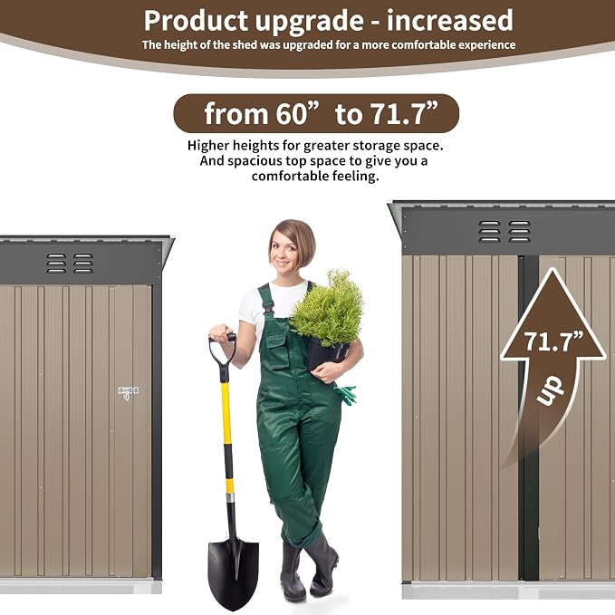 WKM 5x3 FT Outdoor Storage Shed, Utility Metal Tool Storage - Image 3