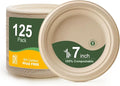 WELLIFE 100% Compostable Paper Plates 7 Inch, Biodegradable Bagasse, by WELLIFE