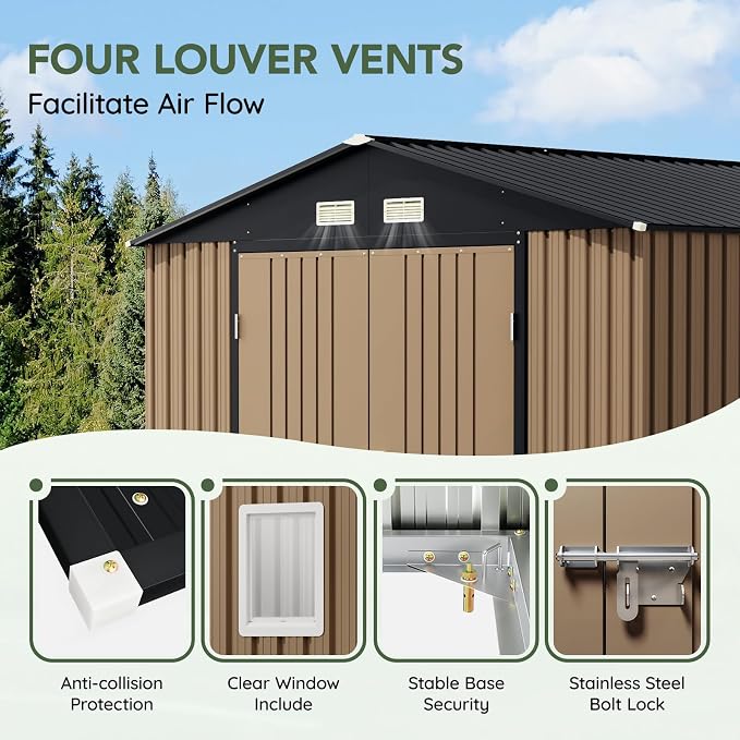 10x10 FT Outdoor Metal Storage Shed - Image 5