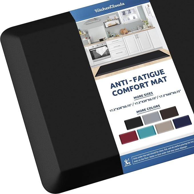 KitchenClouds Kitchen Mat Cushioned Anti Fatigue Kitchen Rug 0.8inch Waterproof by KitchenClouds