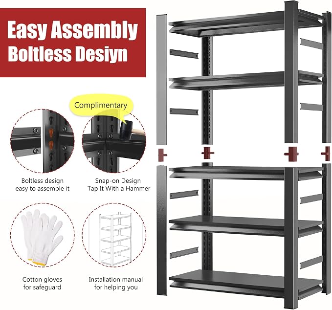 72''H Garage Shelving Heavy Duty Shelving Units, 4000LBS Ultra-Large Capacity - Image 5