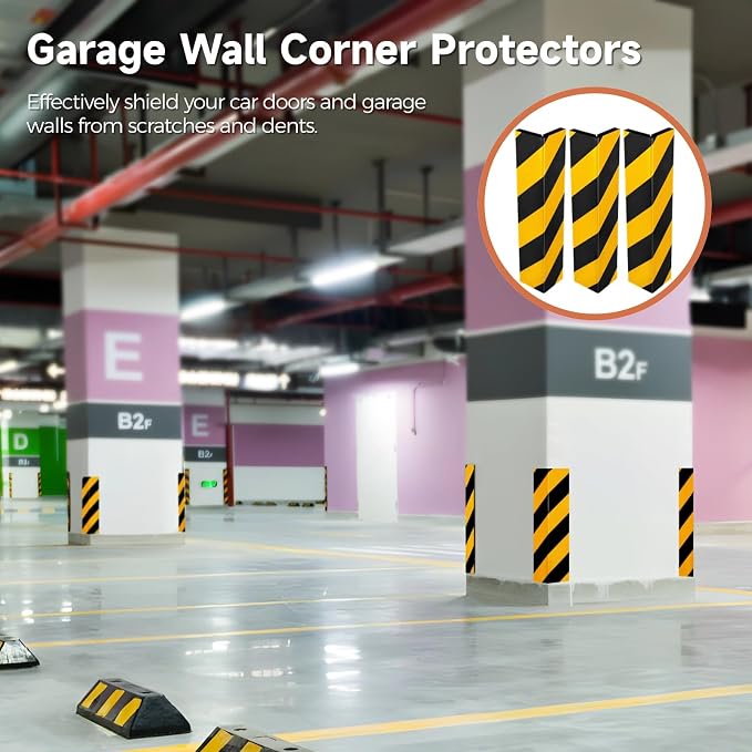 8 Pcs Garage Wall Protectors, Garage Wall Corner Foam Guards, Reflective Wall - Image 3