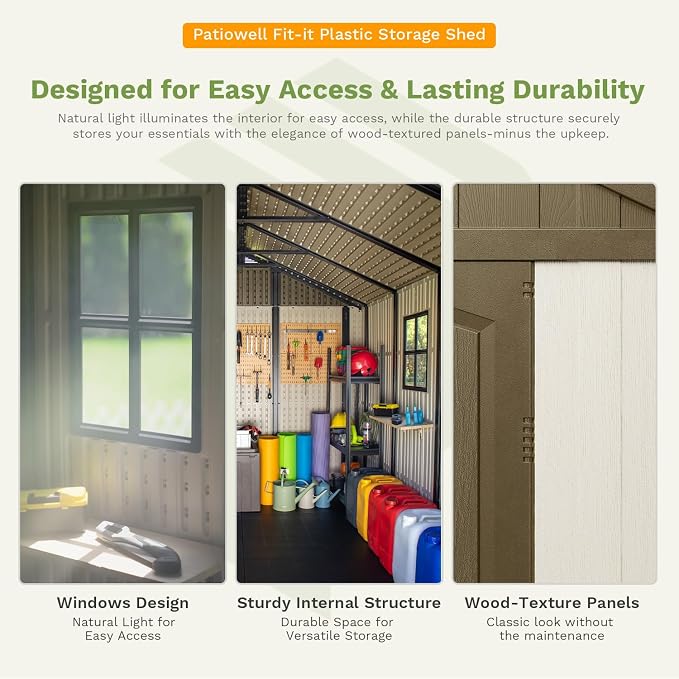 Patiowell 8 x 12 FT Plastic Outdoor Storage Shed - Image 5