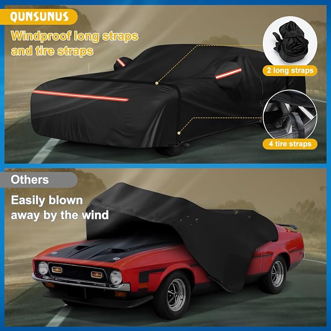 QUNSUNUS Waterproof Car Cover for Ford Mustang 1969-1973, Outdoor Car Covers - Image 4