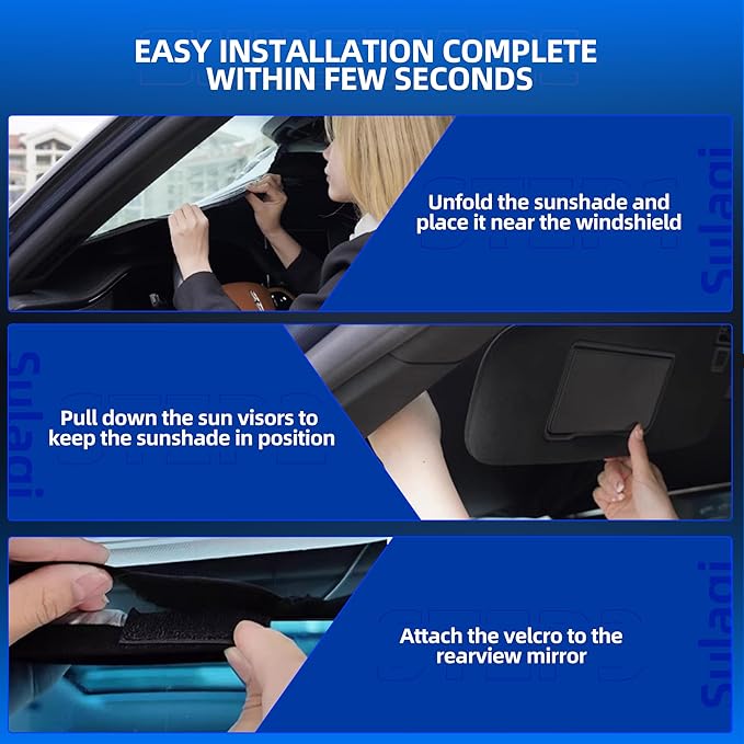 Windshield Sun Shade for H-yund-ai Santa Fe 2013-2018 Foldable Sunshade Custom - Image 5