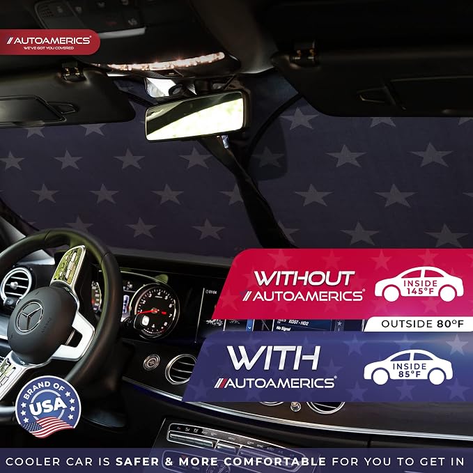 Autoamerics 1-Piece Windshield Sun Shade American Stars Flag USA Patriotic - Image 7