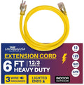 6ft Outdoor/Indoor Extension Cord 12/3 Gauge Extra Heavy Duty 3 Prong SJTW by LifeSupplyUSA