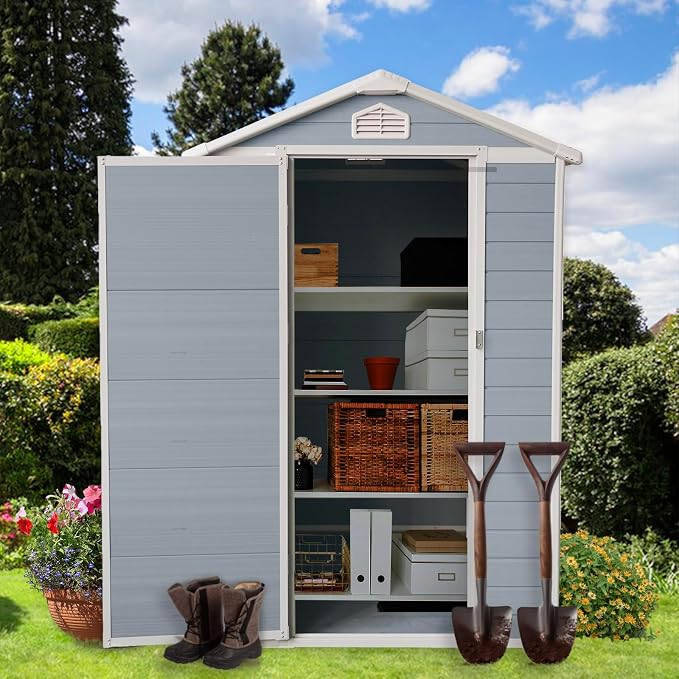 4x6 FT Outdoor Storage Shed, Resin Garden Shed - Image 8