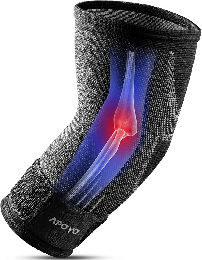 APOYO Elbow Brace for Tendonitis and Tennis Elbow, Elbow Compression Sleeve by APOYO