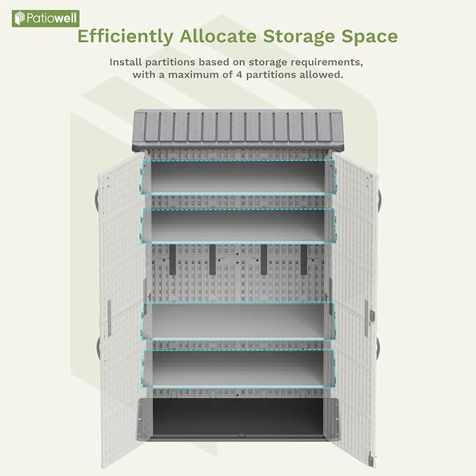 Patiowell 50 cu.ft Plastic Outdoor Storage Shed, Lockable Waterproof Resin - Image 4