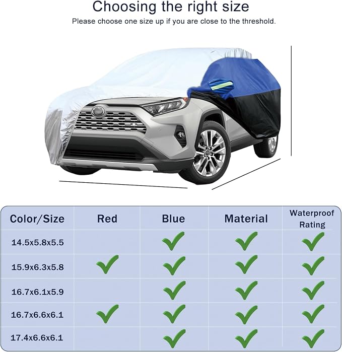 Car Cover for SUV Waterproof All Weather Snowproof UV Windproof Outdoor Full - Image 7
