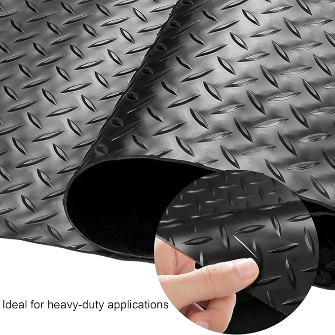 OrangeStar 4 x 6 Ft Garage Floor Mat, Diamond Plate PVC Garage Flooring Roll - Image 3