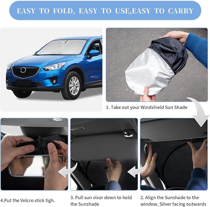for Mazda CX-5 2013-2016 Sun Shade Sunshade Windshield Cover, 4-Layer Front - Image 6