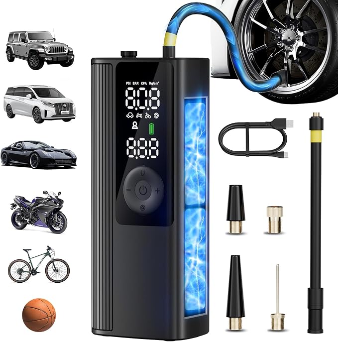 Tire Inflator Portable Air Compressor, Cordless Air Pump by ANYCASH